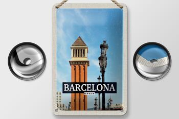 Panneau de voyage en étain, 12x18cm, panneau mosaïque de jour d'image de barcelone espagne 2