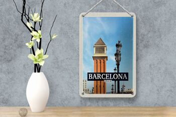 Panneau de voyage en étain, 12x18cm, panneau mosaïque de jour d'image de barcelone espagne 4