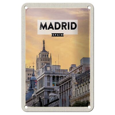 Panneau en étain voyage 12x18cm, décoration de court voyage Madrid espagne