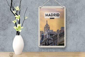 Panneau en étain voyage 12x18cm, décoration de court voyage Madrid espagne 4