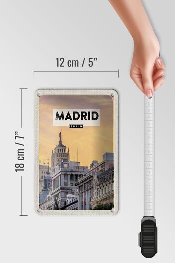 Panneau en étain voyage 12x18cm, décoration de court voyage Madrid espagne 5