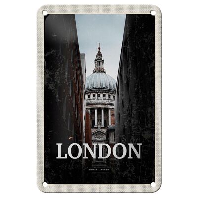 Cartel de chapa de viaje, decoración panorámica con vista de Londres, Reino Unido, 12x18cm