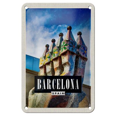 Blechschild Reise 12x18cm Barcelona Spanien Park Guell Dekoration