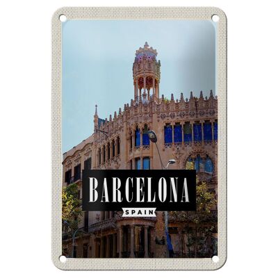 Cartel de chapa de viaje 12x18cm Barcelona España Sargrada cartel de viaje