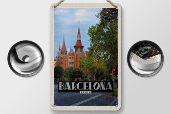 Panneau de voyage en étain, 12x18cm, barcelone, espagne, Nature, centre-ville 2