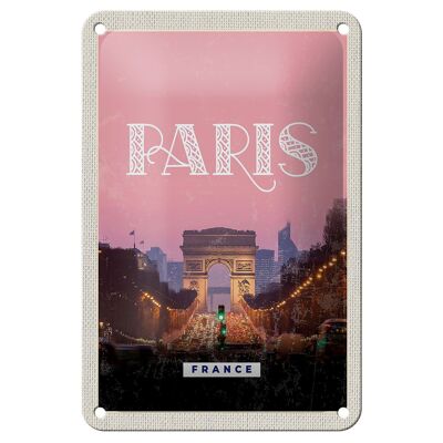 Targa in metallo da viaggio 12x18 cm Parigi Francia Architettura Trip Sign