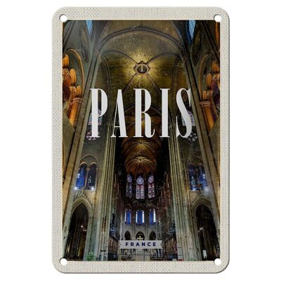 Targa in metallo da viaggio 12x18 cm Parigi Francia Interno Notre-Dame