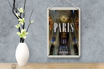 Panneau de voyage en étain, 12x18cm, Paris, France, panneau intérieur Notre-Dame 4