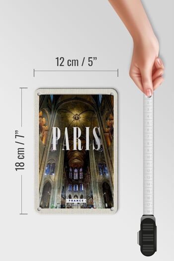 Panneau de voyage en étain, 12x18cm, Paris, France, panneau intérieur Notre-Dame 5
