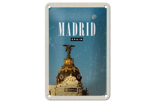 Blechschild Reise 12x18cm Madrid Spanien Metropolis Gebäude Schild