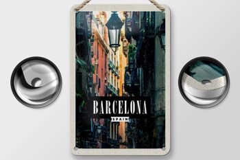 Panneau panoramique de voyage en étain, 12x18cm, barcelone, espagne, allée 2
