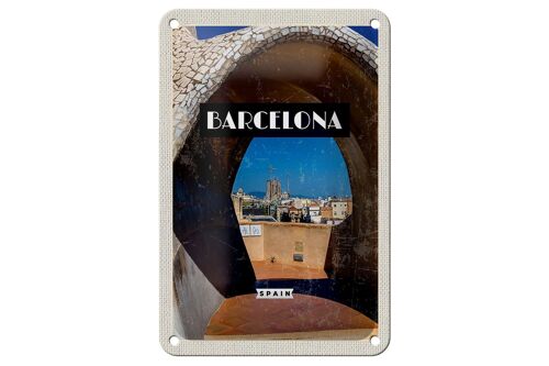 Blechschild Reise 12x18cm Barcelona Spanien Stadt Reiseziel Schild