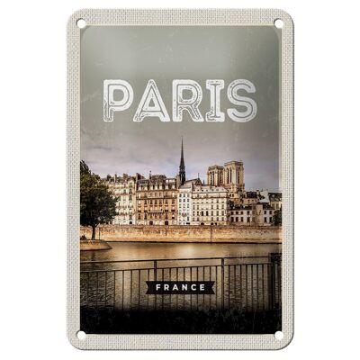 Cartel de chapa de viaje, decoración de arquitectura de París, Francia, 12x18cm