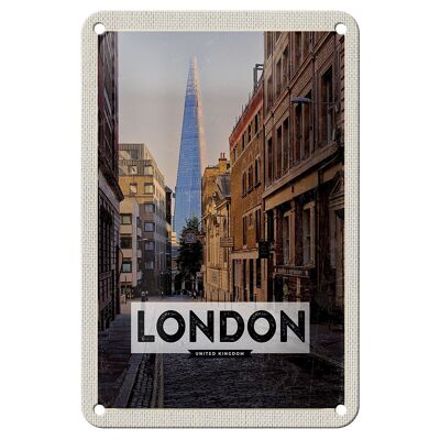 Targa in metallo da viaggio 12x18 cm London UK Downtown Travel Destination Trip Sign