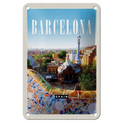 Targa in metallo da viaggio 12x18 cm Barcellona Spagna Viaggio La Pedrera