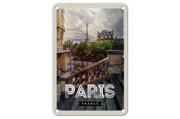 Panneau de voyage en étain, 12x18cm, Paris, France, tour Eiffel, signe d'escalier 1