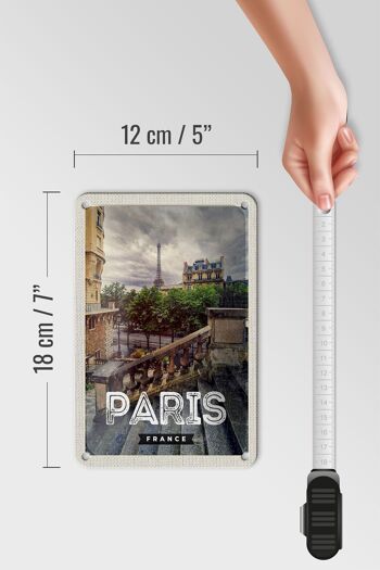 Panneau de voyage en étain, 12x18cm, Paris, France, tour Eiffel, signe d'escalier 5