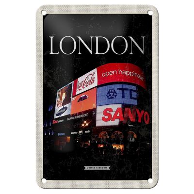 Cartel de chapa de viaje, 12x18cm, Londres, Inglaterra, Piccadilly City Night Sign