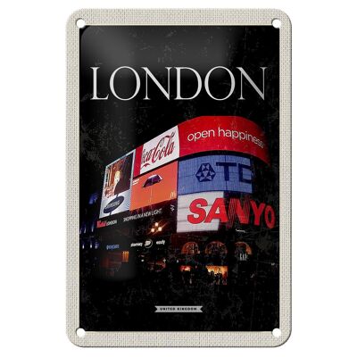 Targa in metallo da viaggio 12x18 cm Londra Inghilterra Piccadilly City Night Sign