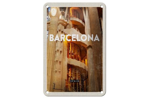 Blechschild Reise 12x18cm Barcelona Spanien Mittelalter Bild Schild
