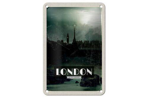 Blechschild Reise 12x18cm London UK Vintage Nacht Dekoration