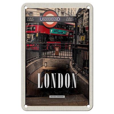 Blechschild Reise 12x18cm London England Underground Train Schild