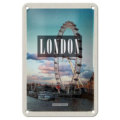 Cartel de chapa de viaje, 12x18cm, Londres, Inglaterra, decoración del Ojo de Londres