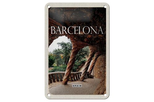 Blechschild Reise 12x18cm Barcelona Spanien Natur Park Dekoration