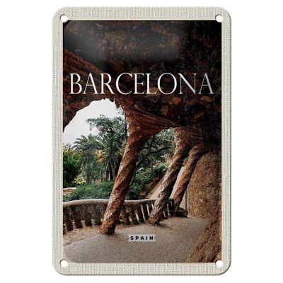 Blechschild Reise 12x18cm Barcelona Spanien Natur Park Dekoration