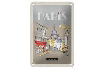 Panneau de voyage en étain, 12x18cm, peinture de Paris, France, signe de ville 1