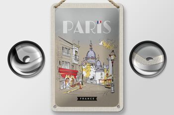 Panneau de voyage en étain, 12x18cm, peinture de Paris, France, signe de ville 2
