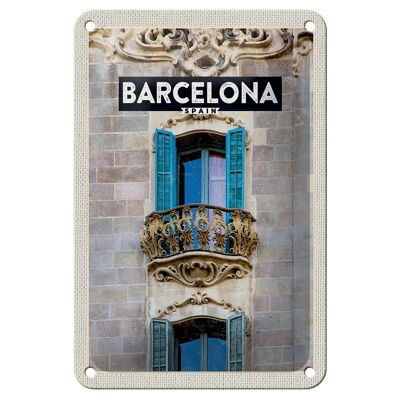 Blechschild Reise 12x18cm Barcelona Spanien Balkon Trip Dekoration