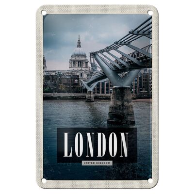 Blechschild Reise 12x18cm London UK Jahrtausendbrücke Aussicht Schild