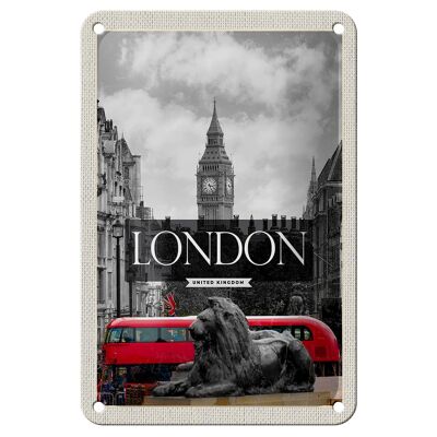 Cartel de chapa de viaje, 12x18cm, Londres, Inglaterra, Big Ben, cartel blanco y negro
