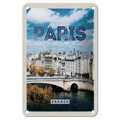 Panneau de voyage en étain, 12x18cm, Paris, France, voyage, ville, Vintage