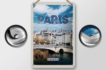 Panneau de voyage en étain, 12x18cm, Paris, France, voyage, ville, Vintage 2