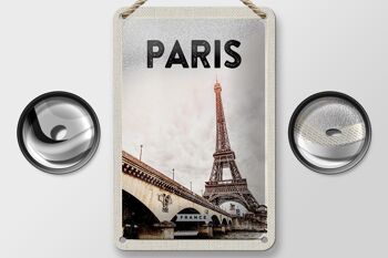 Panneau de voyage en étain, 12x18cm, Paris, France, tour Eiffel, panneau touristique 2