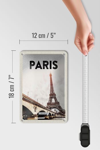 Panneau de voyage en étain, 12x18cm, Paris, France, tour Eiffel, panneau touristique 5