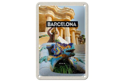 Blechschild Reise 12x18cm Barcelona Spanien Park Trip Dekoration