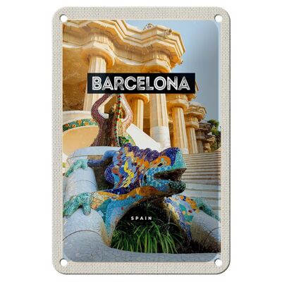Cartel de chapa de viaje, decoración de viaje al parque de Barcelona, ​​España, 12x18cm