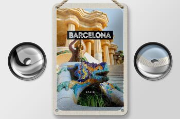 Panneau de voyage en étain 12x18cm, décoration de voyage dans le parc de barcelone et d'espagne 2