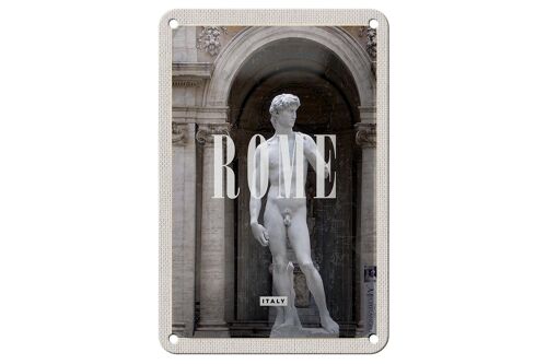 Blechschild Reise 12x18cm Rom Italien Statue Urlaub Reiseziel Schild