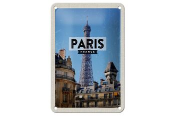 Panneau de voyage en étain, 12x18cm, Paris, France, tour Eiffel, signe de ville 1