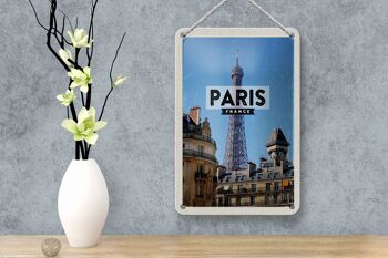 Panneau de voyage en étain, 12x18cm, Paris, France, tour Eiffel, signe de ville 4