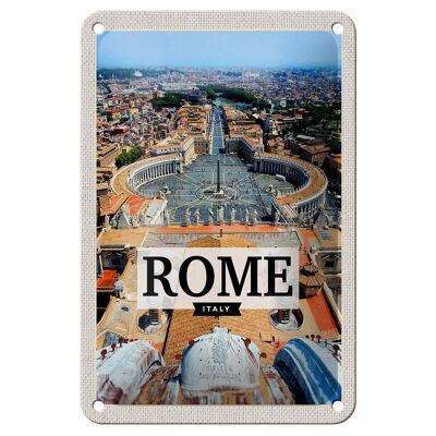 Targa in metallo da viaggio 12x18 cm Roma Italia Piazza San Pietro Vaticano