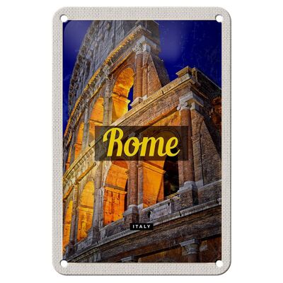Cartel de chapa de viaje, decoración antigua del Coliseo de Roma, Italia, 12x18cm