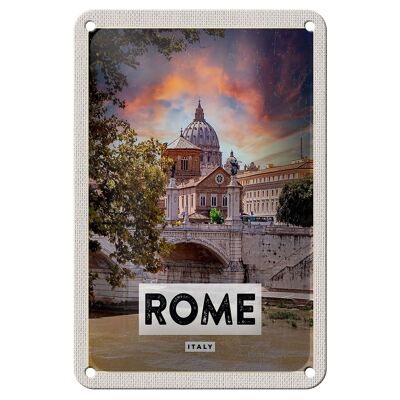 Cartel de chapa de viaje, decoración de la catedral del río Roma, Italia, 12x18cm