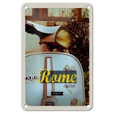 Targa in metallo da viaggio 12x18 cm Roma Italia Travel Motor Panorama Sign