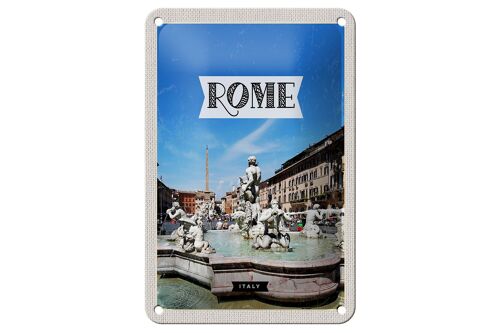 Blechschild Reise 12x18cm Rom Italien Brunnen Skulptur Urlaub Schild