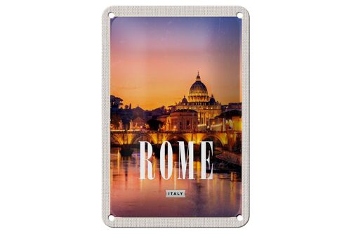 Blechschild Reise 12x18cm Rom Italien Stadt Kathedrale Nacht Schild